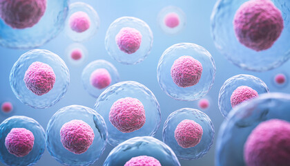 Wall Mural - 3d rendering of human cell or embryonic stem cell microscope background.