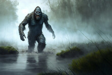 Sasquatch Attack In The Swamp Created With Generative AI