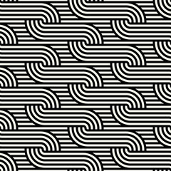 Wall Mural - Vector seamless pattern. Geometric monochrome texture. Repeating striped bold ribbons.