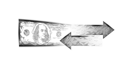 Wall Mural - money exchange arrows symbol concept. 3d geometric finance online banking finance system. digital cy
