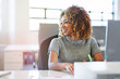 © Reese/peopleimages.com - Thinking, working and motivation with a business black woman sitting her desk in the company office. Idea, inspiration and vision with a young female employee at work on a target or goal