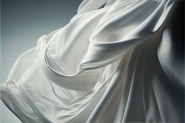 Silk luxury smooth billowing, white fabric (ai generated)