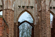 Arched door at Tartu Cathedral. This is the main point of interest in Tartu. Ruins of huge gothic Dome Church in Tartu city, Estonia