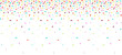 Colorful falling decorative sprinkles banner background. donut glaze pastry elements