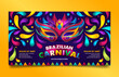 Colorful brazilian carnival banner template with dark blue background