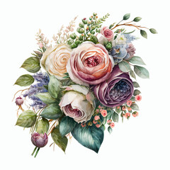 Wall Mural - watercolor floral illustration - flower bouquet for wedding. decorative elements template. flat cart