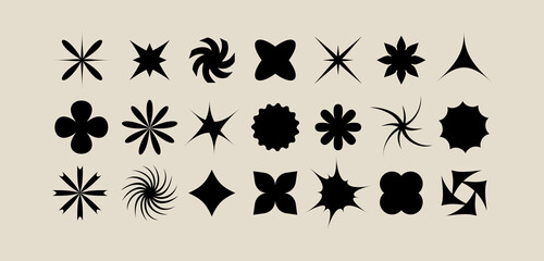 Vector set posters or prints with geometric shapes. Brutalist design, futuristic composition.