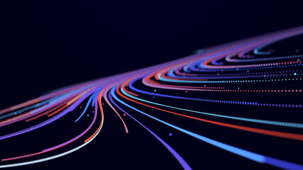 abstract digital background from rounded colored lines. information flow space. big data visualizati