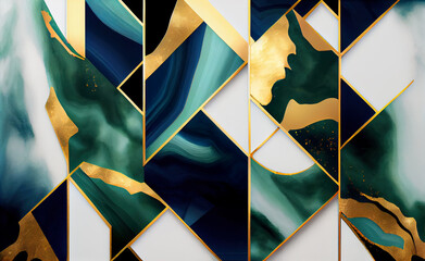 colorful vintage paint background, green and golden swirls, web header