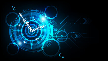 Wall Mural - abstract futuristic technology background with clock concept and time machine, can rotate clock hand