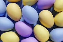 3d Render Of Cute Pastel Colored Easter Egg Pattern