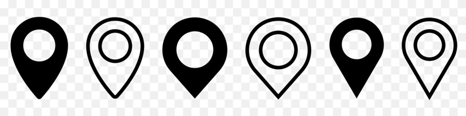 Map Pin set. Location Pin icon. Map Pointer collection isolated on transparent background. Vector