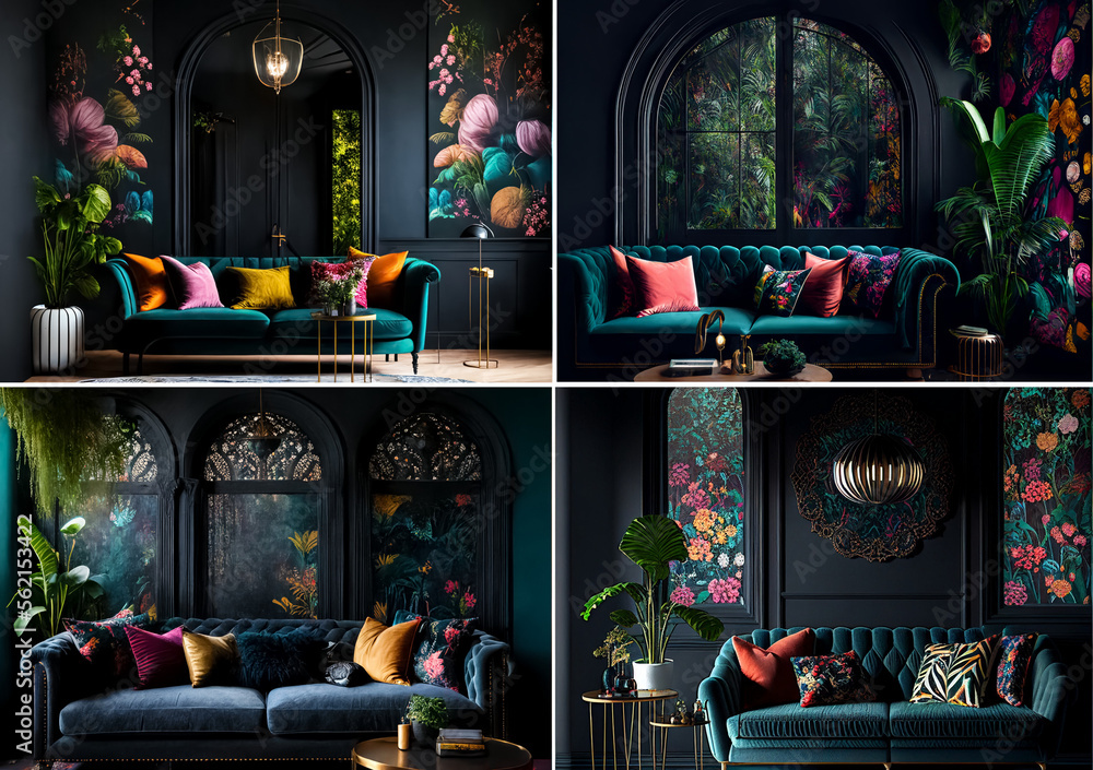 Interior design ideas, inspiration for maximalist living room with ...