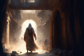 biblical scene of jesus entering jerusalem