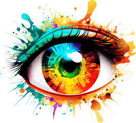 the magic eye, crazy pop art eyeball made of color spatter