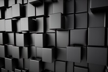 Tiles In A Futuristic Layout, Polished And Ready For Use. Blocks Of Black Color Make A Square Background. Generative AI