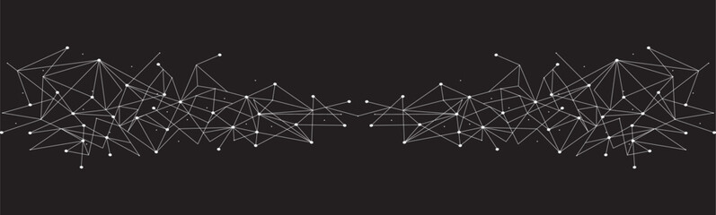 White network. Abstract connection on black background. Network technology background with dots and lines for desktop. Ai background. Modern abstract concept. Line background, network technology
