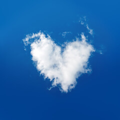 Wall Mural - White cloud shape heart in the blue sky background
