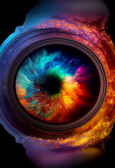 Poster - Beautiful abstract surreal camera lens. Generative AI technology 