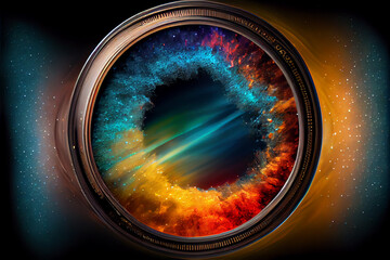 Leinwandbilder - Beautiful abstract surreal camera lens. Generative AI technology 
