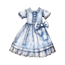Victorian Girl Blue Dress With Bow