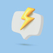 3d speech bubble with thunder bolt for online social communication on applications. Vector