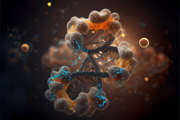 Fototapete - Beautiful abstract surreal DNA. Generative AI technology 