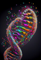 Poster - beautiful abstract multi colored fingerprint and DNA molecule on background texture for design.