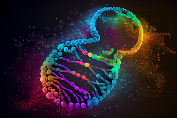 Fototapete - beautiful abstract multi colored fingerprint and DNA molecule on background texture for design.