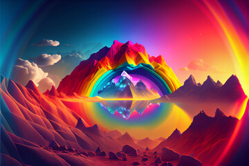 Poster - Beautiful abstract landscape rainbow concept, contemporary colors and mood social background
