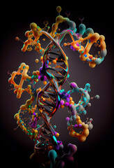 Poster - Beautiful abstract spirit dna molecule concept, contemporary colors and mood social background