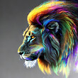 Löwenkopf in schönen Farben. Ai generiert.