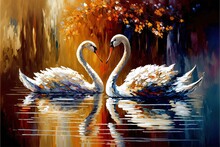 
Swans, Birds, Pop Art, Canvas Print, Wall Art
