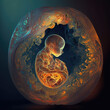 fetus inside uterus. pregnancy and fertility concept. generative ai