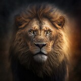 Fototapeta Koty - portrait of a lion - generative ai