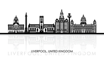 Silhouette Skyline panorama of Liverpool, United Kingdom - vector illustration