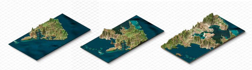3d model of madagascar island, country in east africa. isometric map virtual terrain 3d for infograp