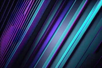 Wall Mural - Background of abstract lines in blue, purple, and turquoise. Generative AI