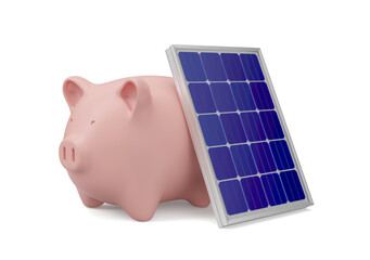 Wall Mural - Solar panels with pig in 3d render realistic
