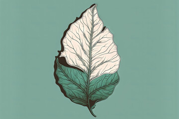 Wall Mural - Skeletal magnolia leaf is the banner. composition in the abstract on a mint background. quaint composition with text space. Generative AI