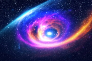 Wall Mural - blue starry sky nebula and stars flare light background generated ai