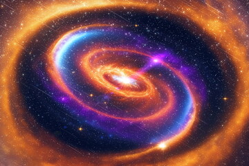 Wall Mural - blue starry sky nebula and stars flare light background generated ai