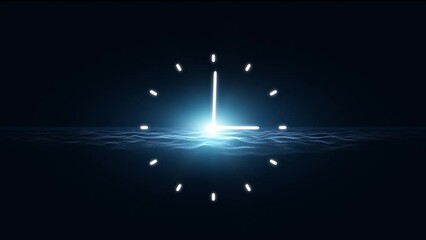 Wall Mural - infinity time looping clock on artistic wavy glowing light science animation background.