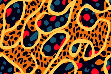 Wall Mural - style of writing Brushes come in two distinct designs: a leopard print and a handwritten design. Animal-inspired abstract writing. backdrop is handwritten and colorful Generative AI