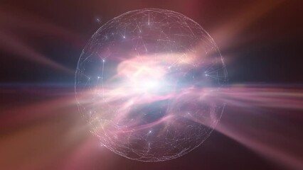Wall Mural - artistic glowing space with artificial intelligence sphere planet concept animation. seamless loopin