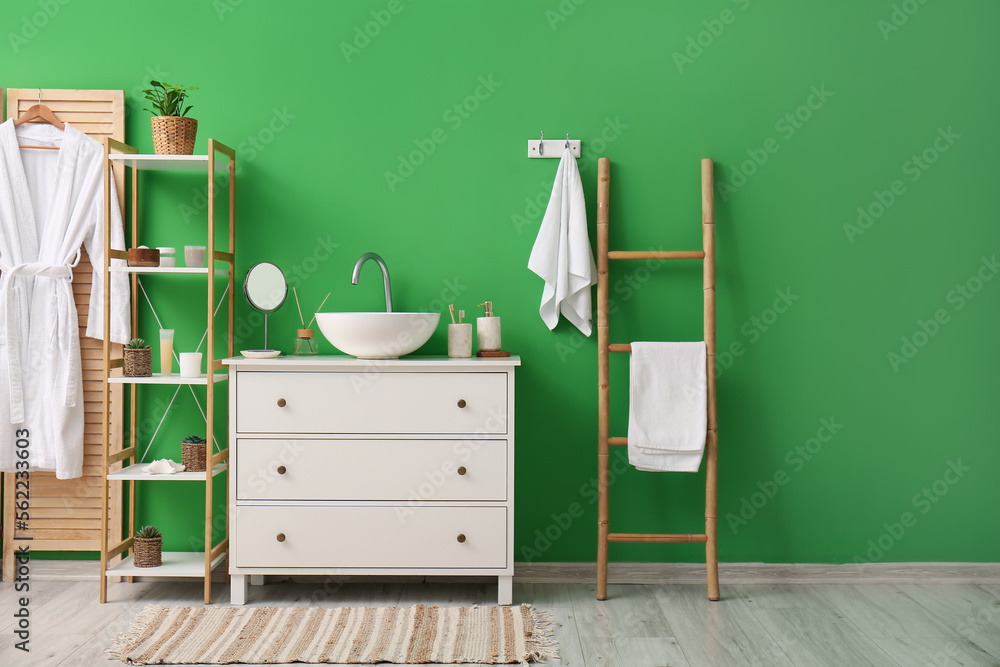 Interior of stylish bathroom with modern sink