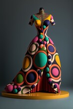 Polka Dots Dress On A Mannequin 3d Illustration Made With Generative AI