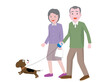 © shin28 - 老人夫婦と犬の散歩。