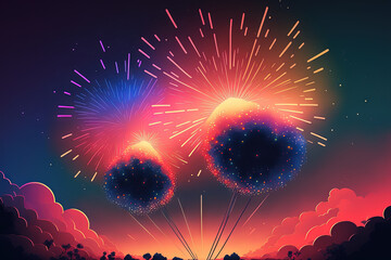 Wall Mural - a colorful sky display of fireworks. Generative AI