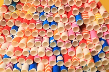 Wall Mural - Many paper drinking straws as background, closeup